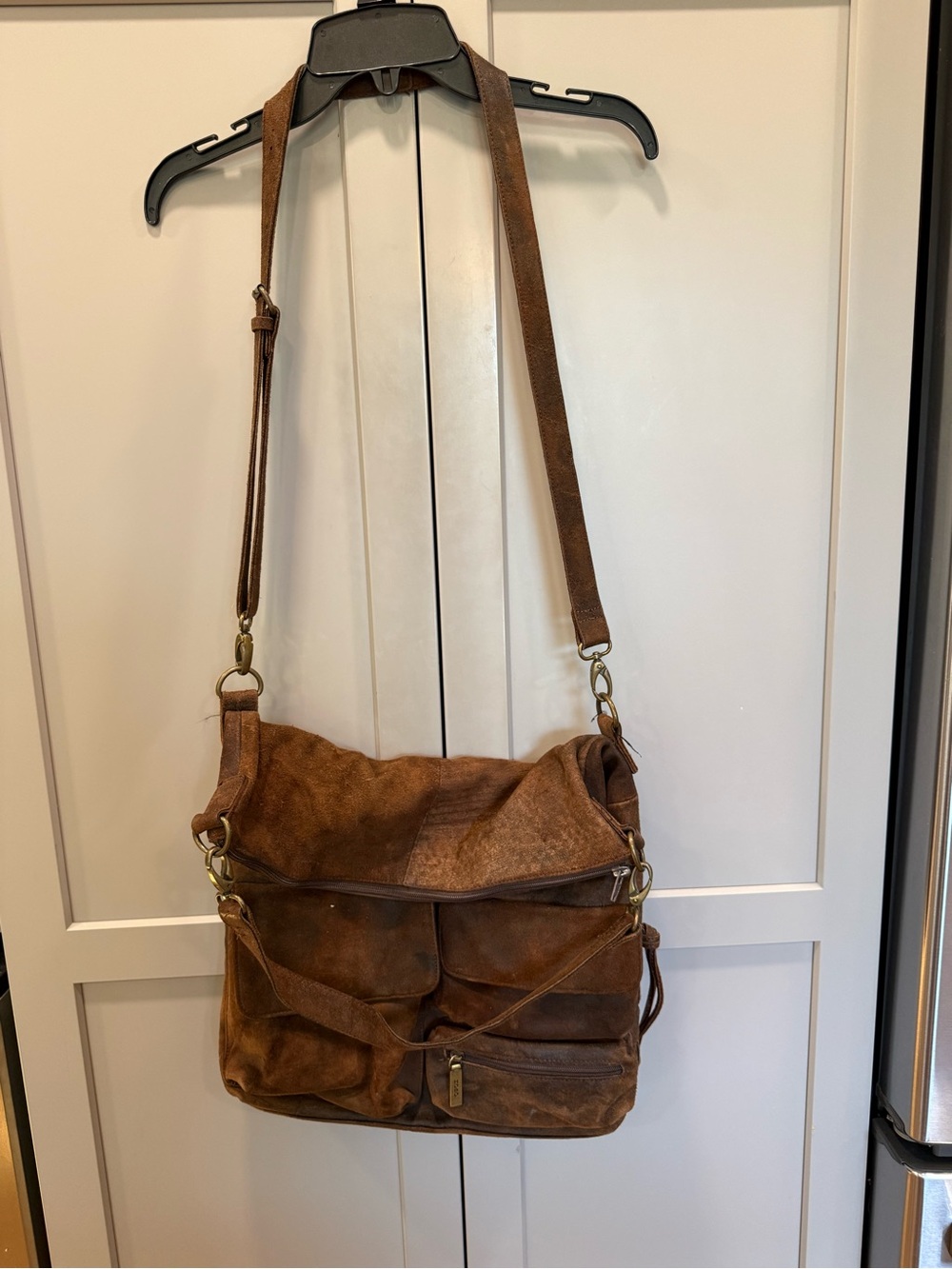 HOBO Brown Leather Shoulder Bag with Multiple Pockets